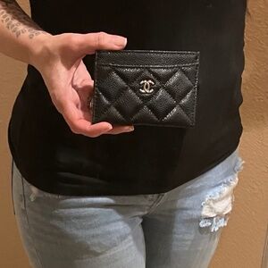 Chanel CC Black Caviar Card Holder